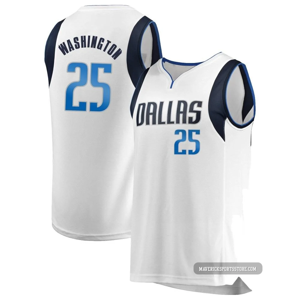 P.J. Washington ＃25 Youth White Dallas Mavericks Fast Break Jersey - Association Edition
