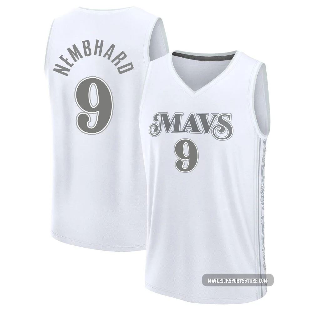 Ryan Nembhard ＃9 Men's 2024/25 Dallas Mavericks White Fast Break City Edition Jersey
