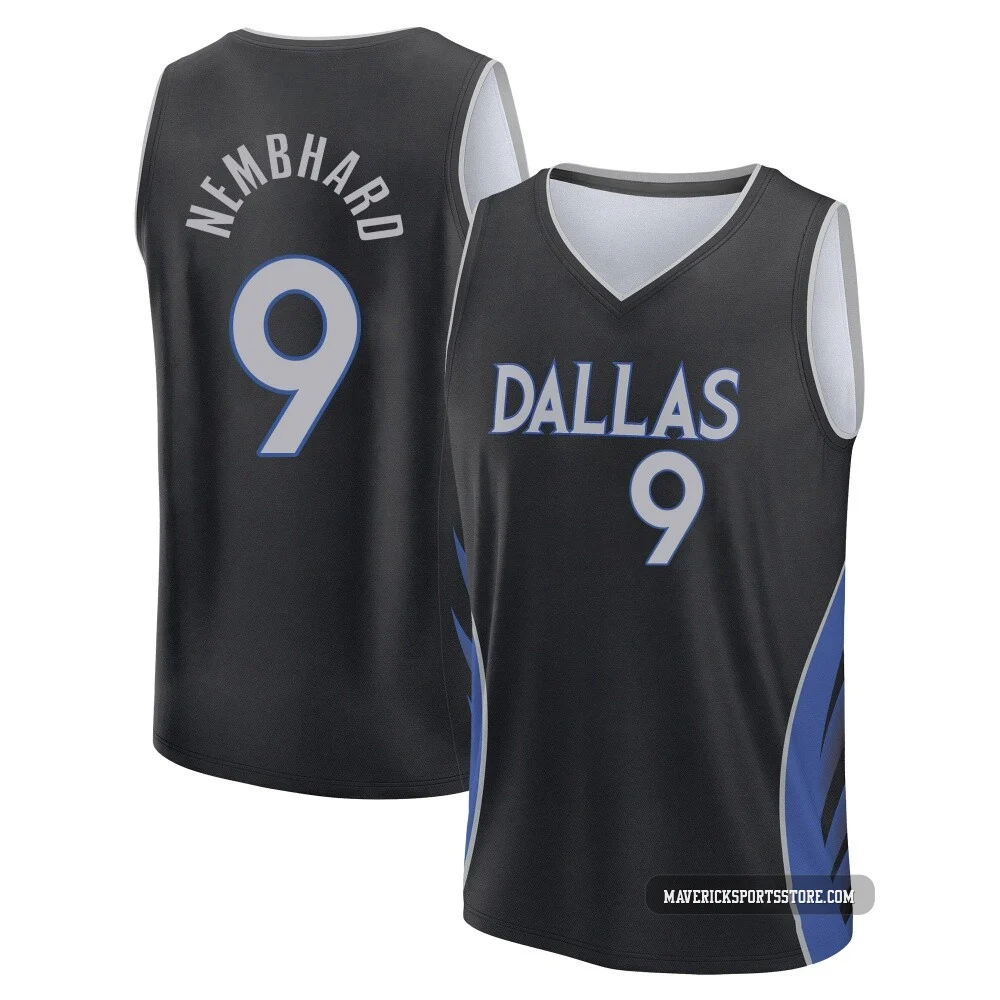 Ryan Nembhard ＃9 Men's 2025/26 Dallas Mavericks Fast Break Black City Edition Jersey