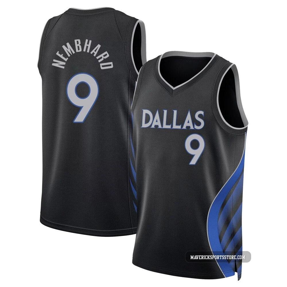 Ryan Nembhard ＃9 Men's Swingman 2025/26 Dallas Mavericks Black City Edition Jersey