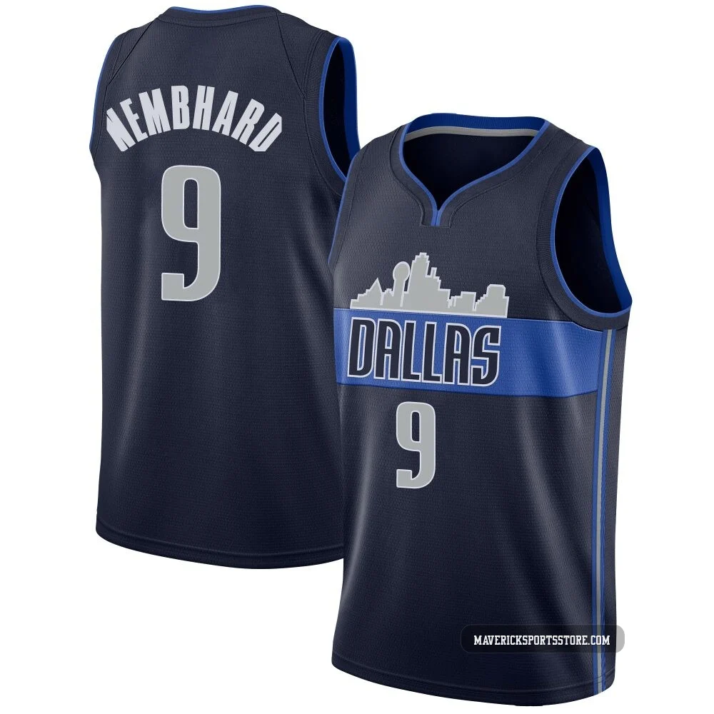 Ryan Nembhard ＃9 Men's Swingman Navy Dallas Mavericks Jersey - Statement Edition