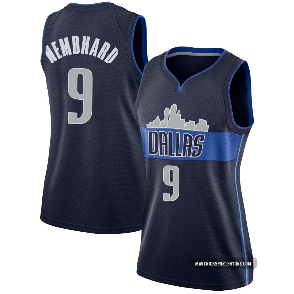 Ryan Nembhard ＃9 Women's Swingman Navy Dallas Mavericks Jersey - Statement Edition