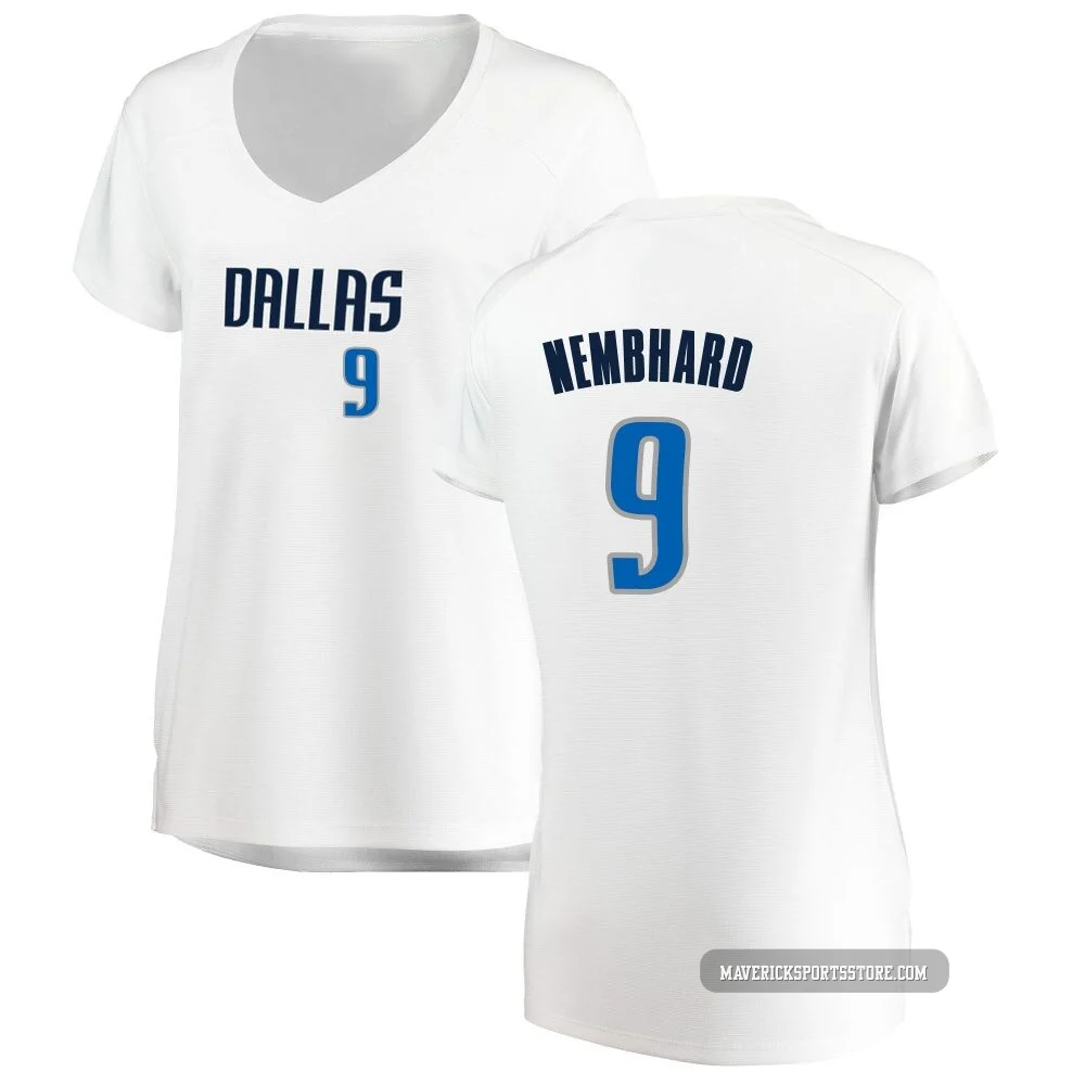 Ryan Nembhard ＃9 Women's White Dallas Mavericks Fast Break Jersey - Association Edition