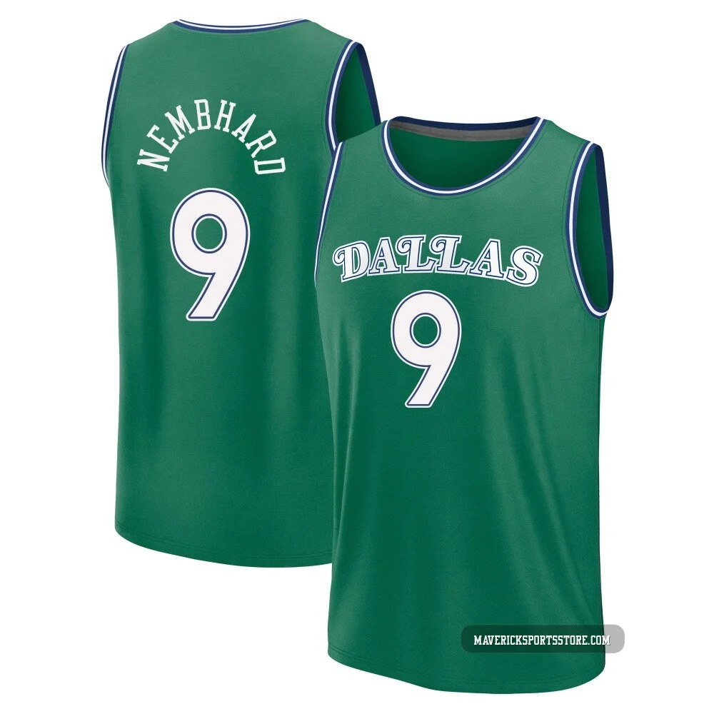 Ryan Nembhard ＃9 Youth 2025/26 Dallas Mavericks Fast Break Green Classic Edition Jersey