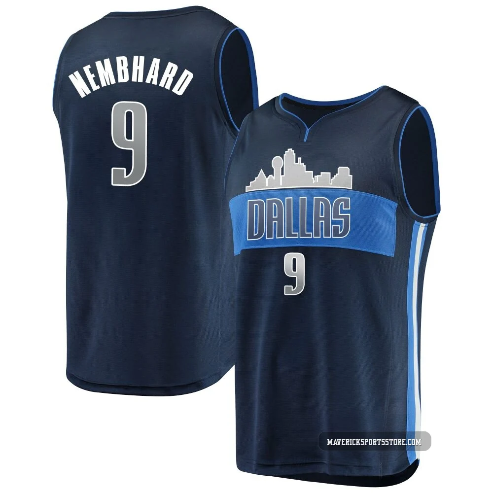 Ryan Nembhard ＃9 Youth Navy Dallas Mavericks Fast Break Jersey - Statement Edition