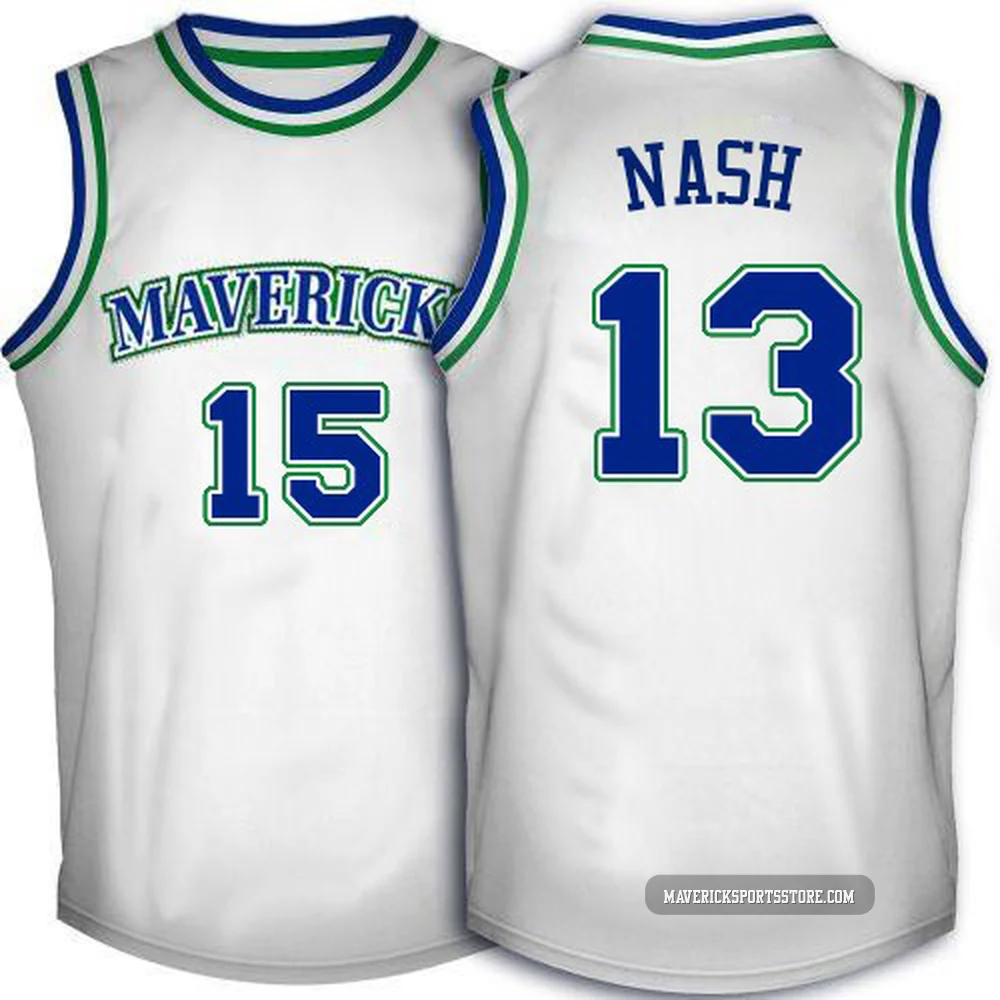 Steve Nash ＃13 Men's Authentic White Dallas Mavericks Throwback Jersey
