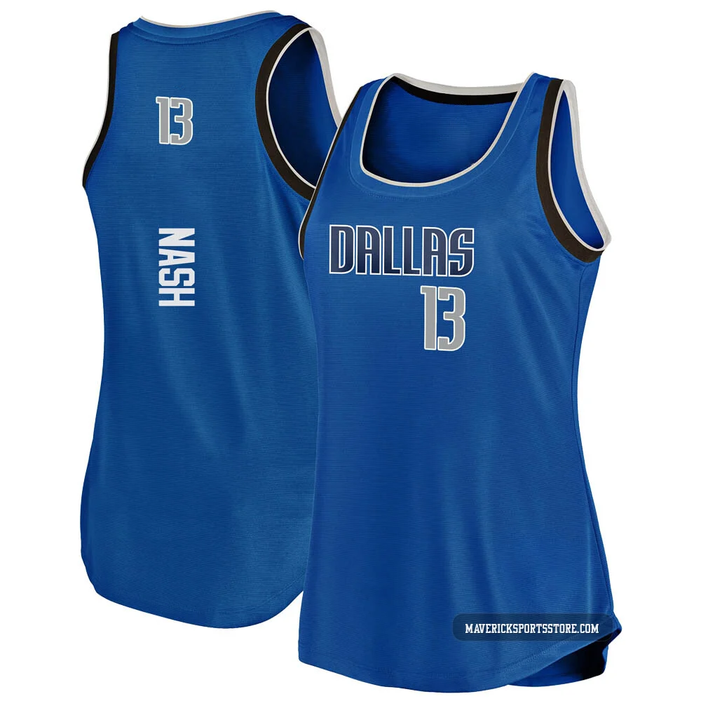 Steve Nash ＃13 Women's Blue Dallas Mavericks Fast Break Movement Tank Jersey - Icon Edition