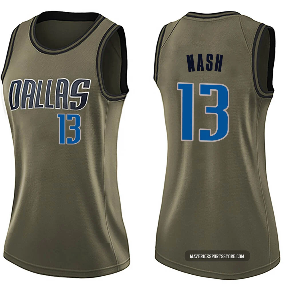 Steve Nash ＃13 Women's Swingman Green Dallas Mavericks Salute to Service Jersey