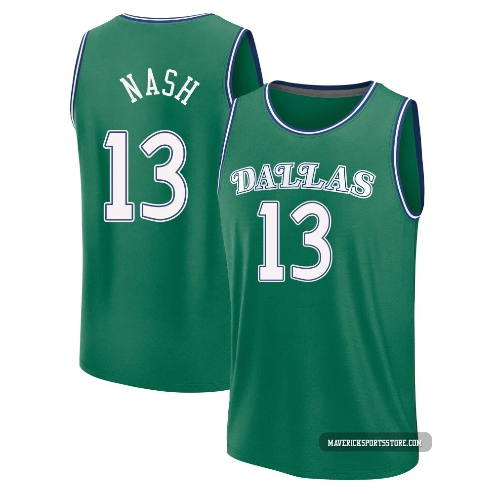 Steve Nash ＃13 Youth 2025/26 Dallas Mavericks Fast Break Green Classic Edition Jersey