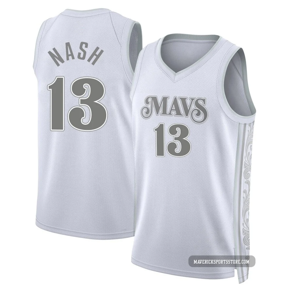 Steve Nash ＃13 Youth Swingman 2024/25 Dallas Mavericks White City Edition Jersey