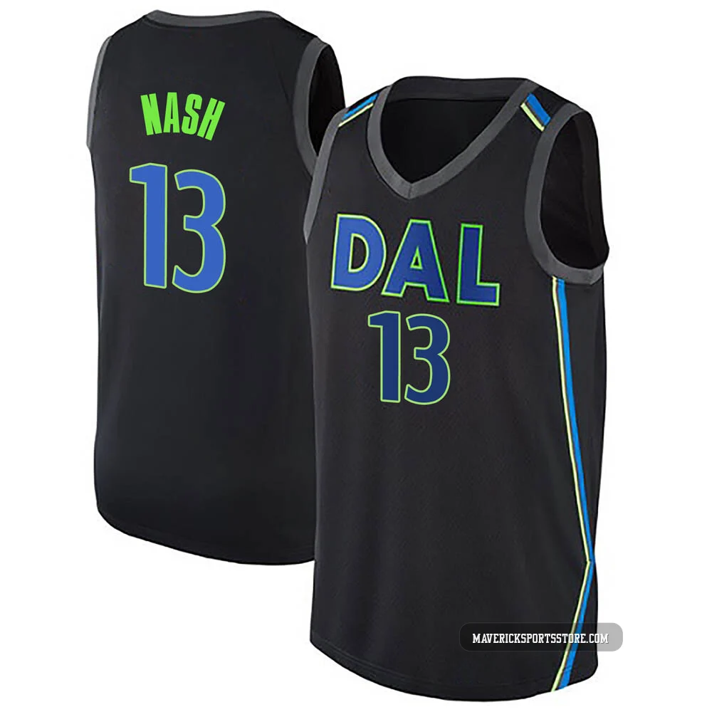 Steve Nash ＃13 Youth Swingman Black Dallas Mavericks Jersey - City Edition