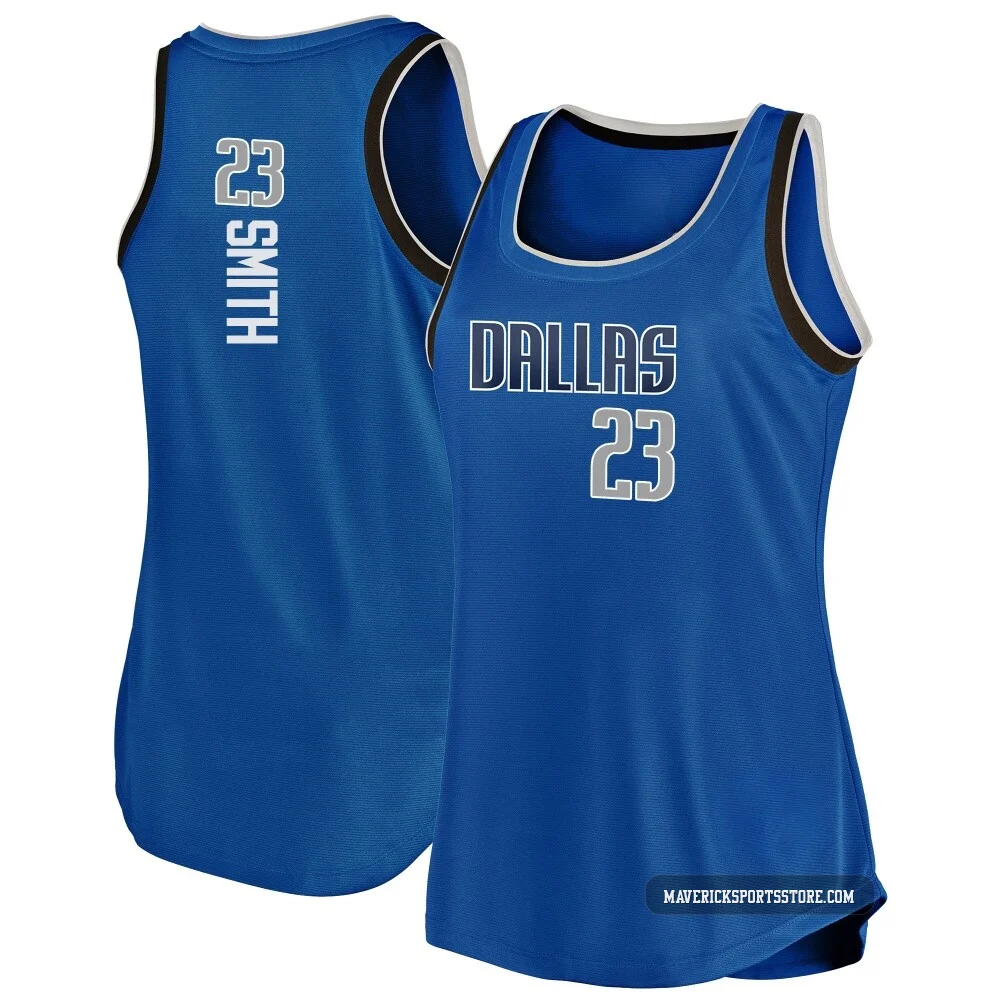Tyler Smith ＃23 Women's Blue Dallas Mavericks Fast Break Movement Tank Jersey - Icon Edition