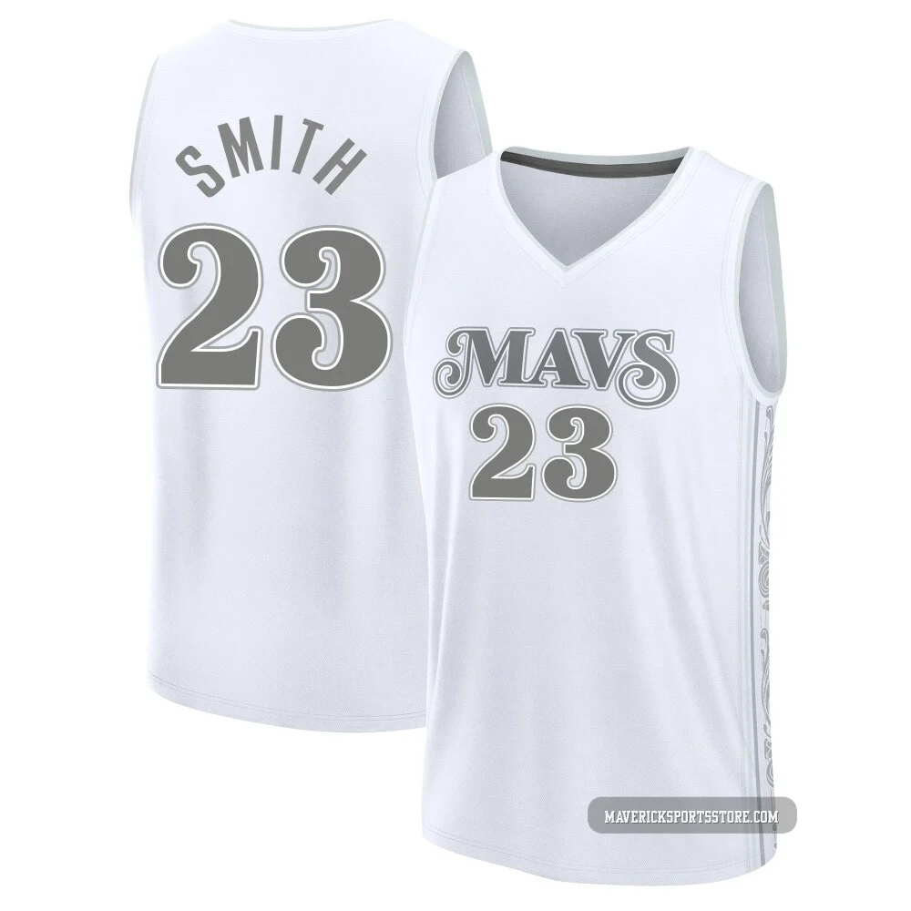 Tyler Smith ＃23 Youth 2024/25 Dallas Mavericks White Fast Break City Edition Jersey